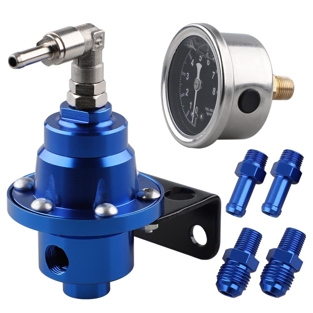 Adjustable Fuel Pressure Regulator Car Vehicle Refitting Fuel Supercharger Aluminum Universal with Gauge Kit