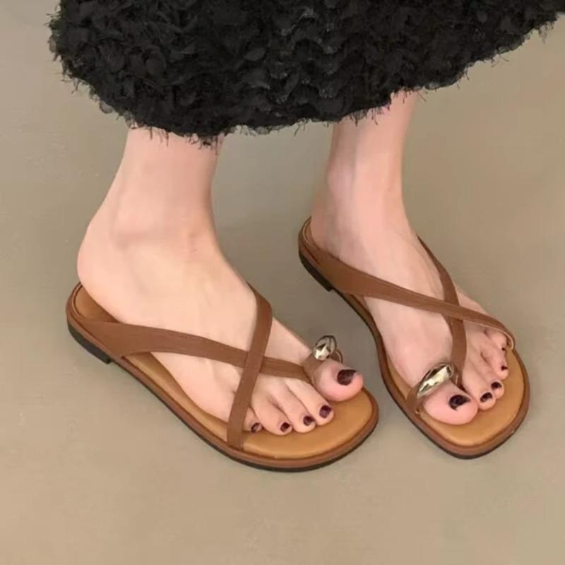 Fashion Designer Flats Women's Slippers Elegant Clip Toe Shoes 2025 Fad New Flip Flops Summer Casual Sandals Beach Zapatillas De Mujer