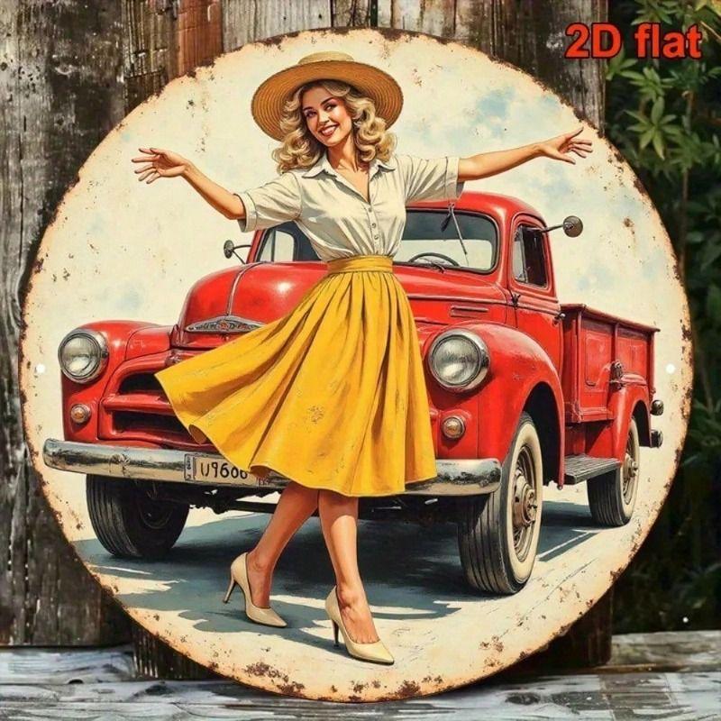 

Vintage 1950s Truck Metal Wall Decor, Retro Bar Garage Poster