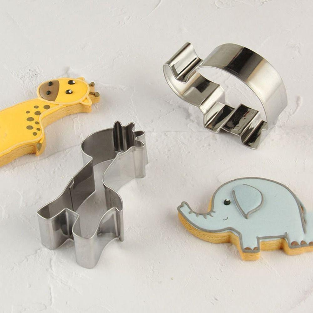 Stainless Stell Dinosaur Cookie Cutters Animal Shape Cookie Making Set Biscuit Cutting Festivals