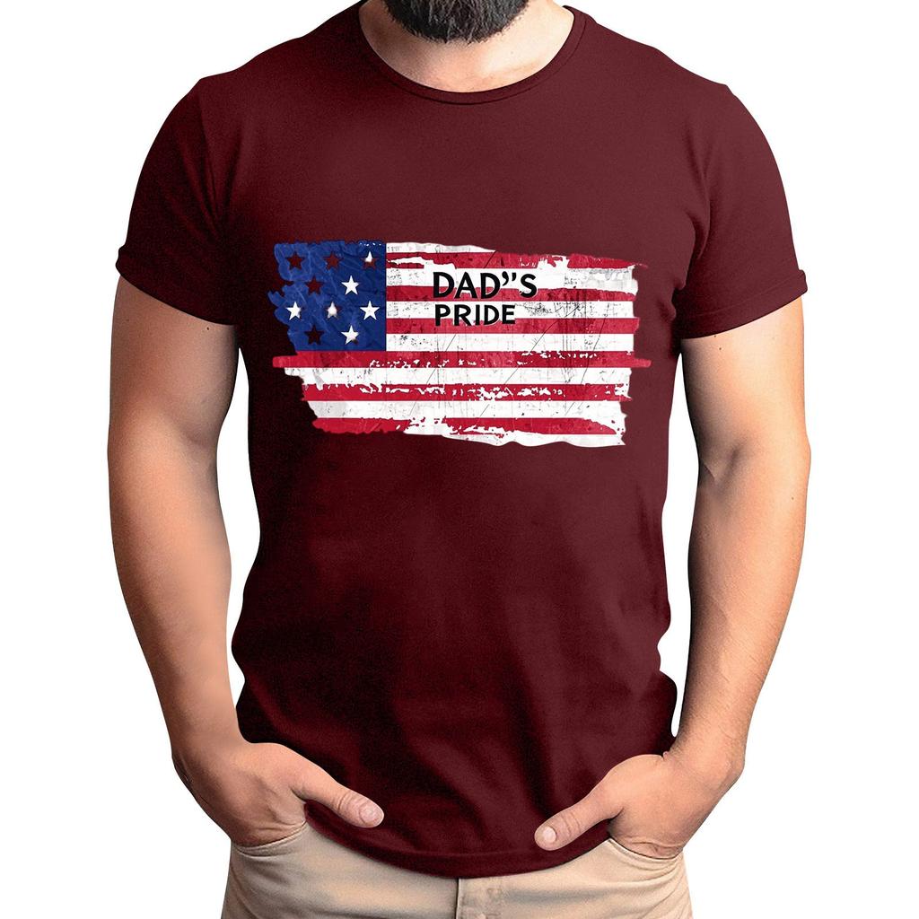 Men's Father's Day Flag Printed T-Shirt Men's Loose Casual Short Sleeve Top