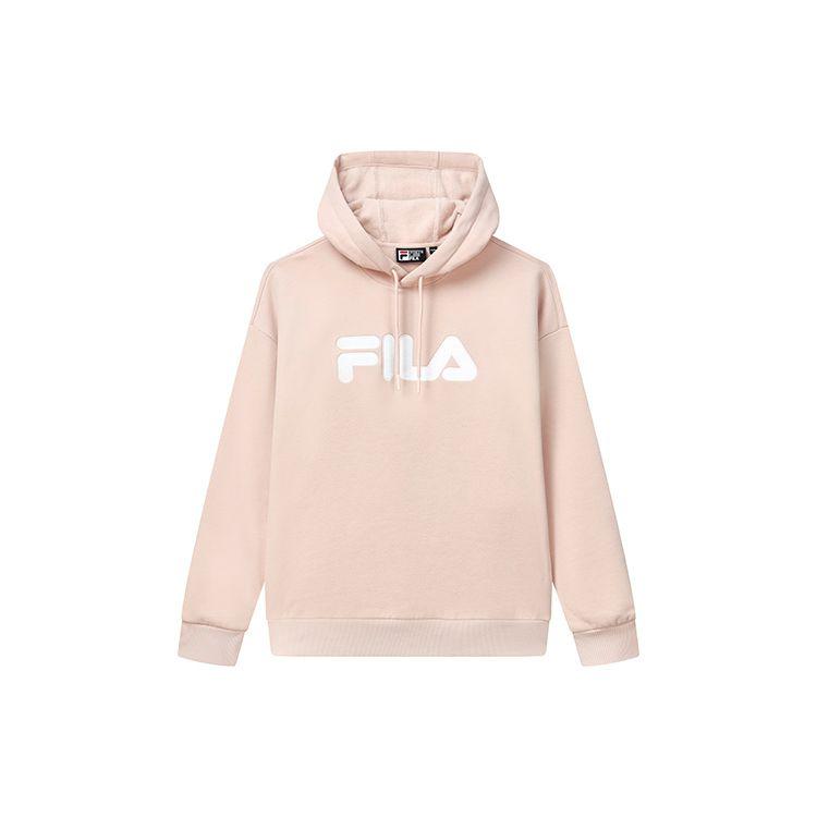 FILA Classic Loose Logo Casual Fleece Hooded Long Sleeve Sweatshirt Unisex sweatshirt Pink F51U248298F-LP