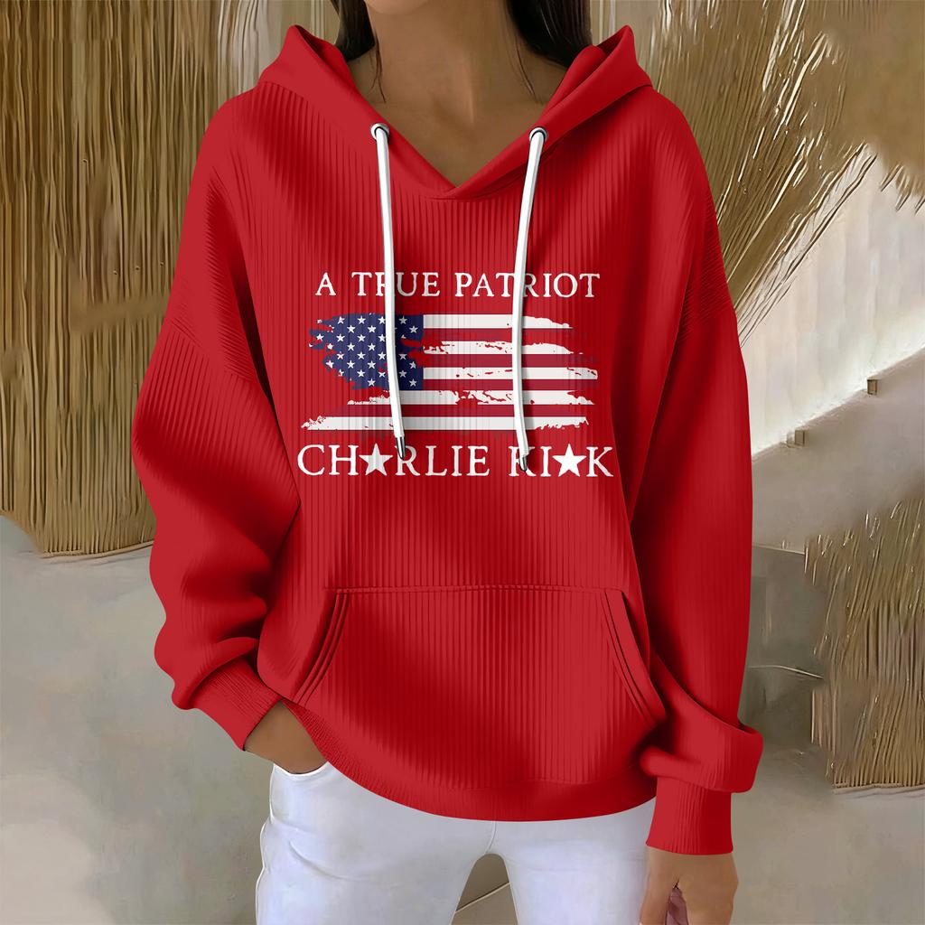 Women's Casual Fashion Print Long Sleeve Hooded Sweatshirt Top