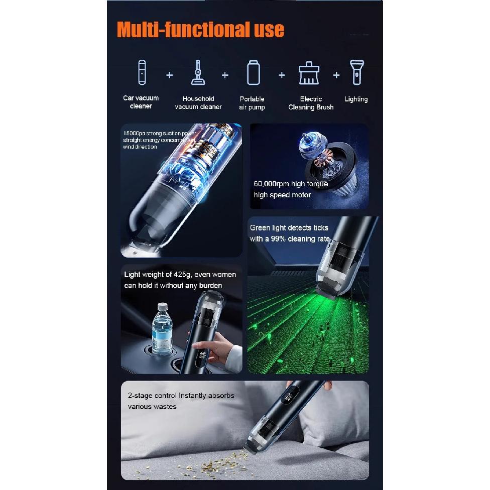 Car Smart 5in1 Portable Super Mini Wireless Handheld Vacuum Cleaner. 5in1 Smart Portable Car Vacuum Cleaner
