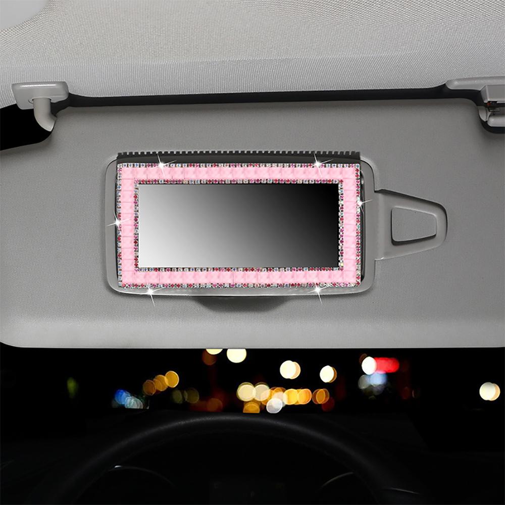 

1PCS Portable Car Makeup Mirror Automobile Sun-Shading Visor HD Mirrors Universal Car-styling Bling Car Accessories розовый
