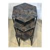 Master Hexagon Black Metal Black Glass 3-piece Nesting Table