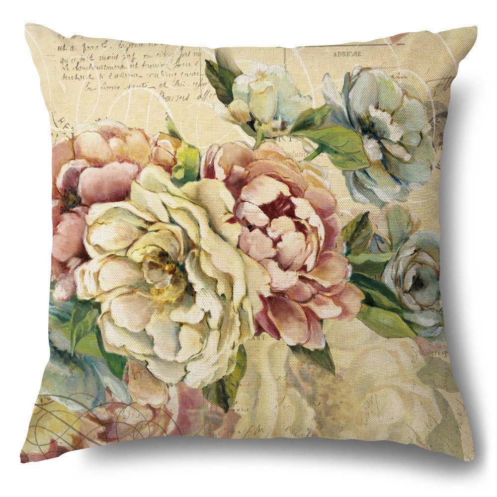 1pcs Retro Printed Anti Linen Pillowcases Office Living Room Floral Cushion Cover Bedroom Bay Window Decorative Pillowcase Easy To Wash Pillowslip