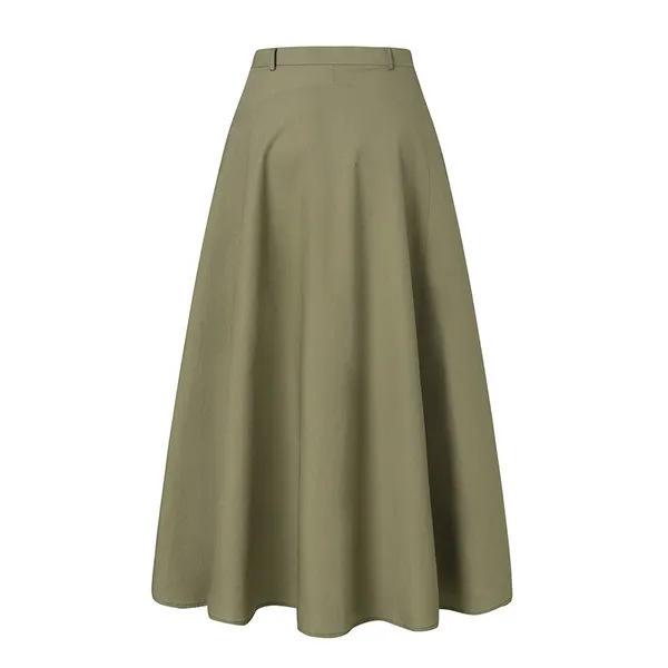 2023 Spring/Autumn High Waist Irregular Hem Midi Skirt - Solid Color, Loose Fit