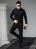 European Station 2025 Autumn/Winter New Round Neck Faux Two-Piece Sweater Men's Trendy Badge Warm Knitted Base Shirt