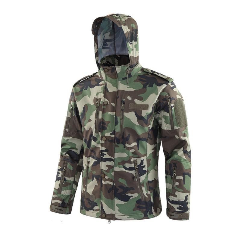 

Factory Outdoor Soft Shell Camouflage Suit Fleece Windproof Waterproof Hooded Assault Men A008 S
