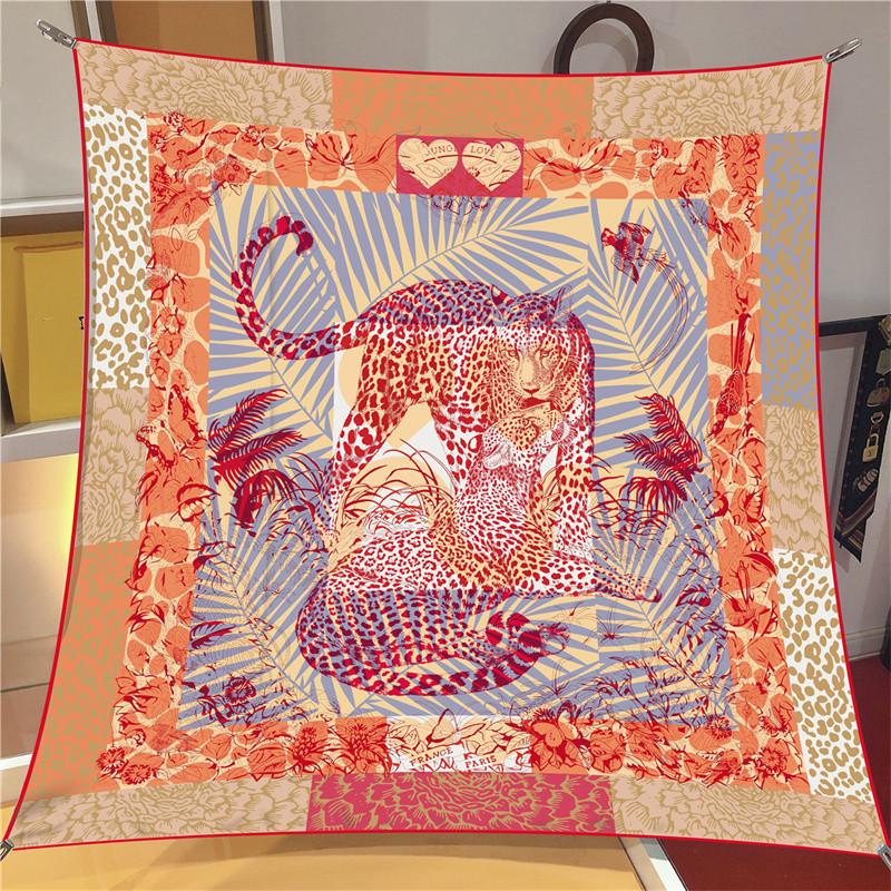 90Cm Classic Checkered Horse  Square Scarf Women Twill Silk Scarf Shawl Hijab Luxury Bandana Foulard Neckerchief Head Scarf