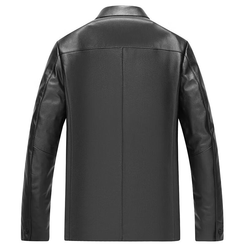 Fengxun Men's Business Casual Lapel Leather Jacket