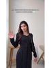 2025 Autumn Long Sleeve Square Neck Polka Dot Slimming Dress