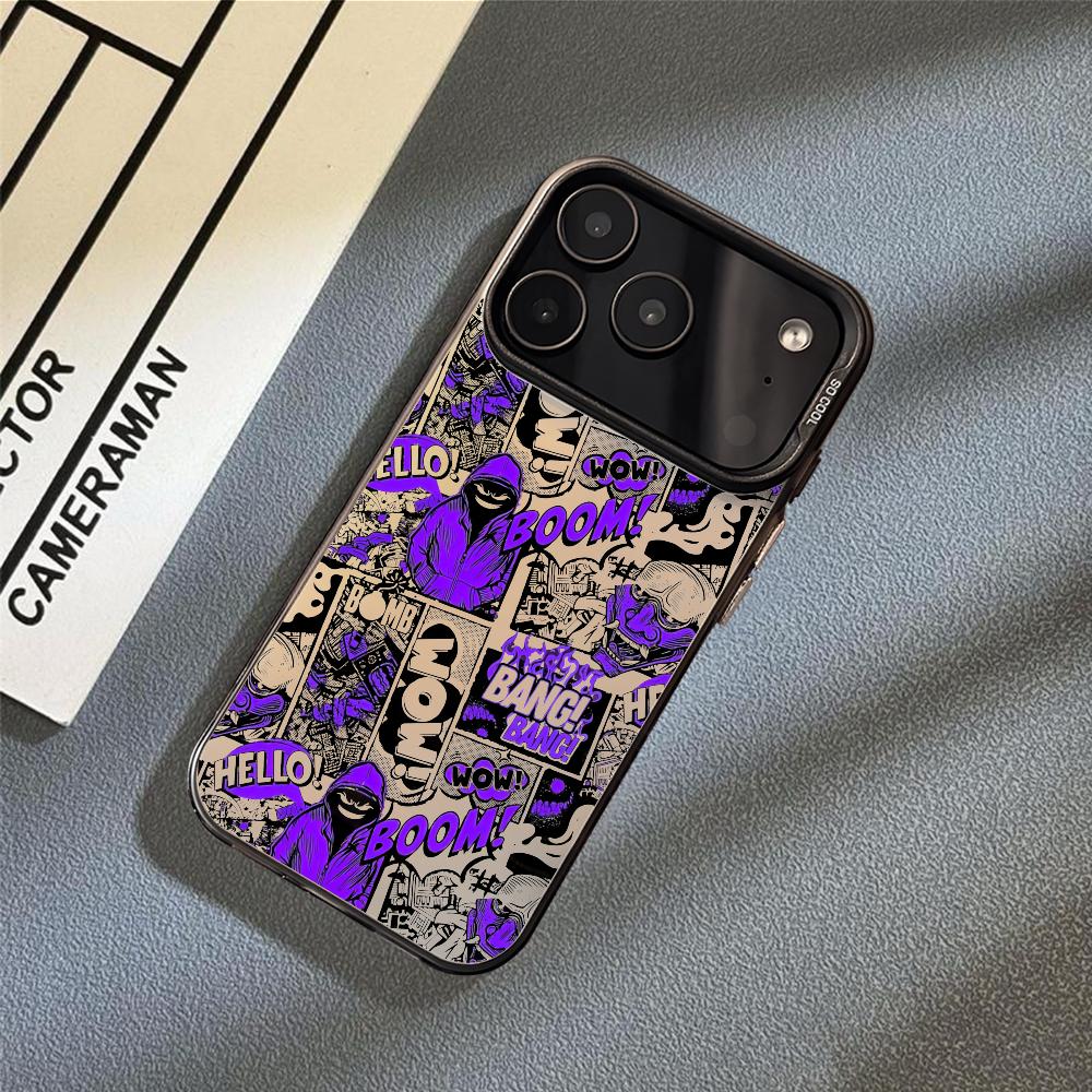 Fashion Cartoon Graffiti Phone Case For iPhone 17 16 15 14 13 12 11 Pro Max Air Matte Laser Aurora Shockproof Funda