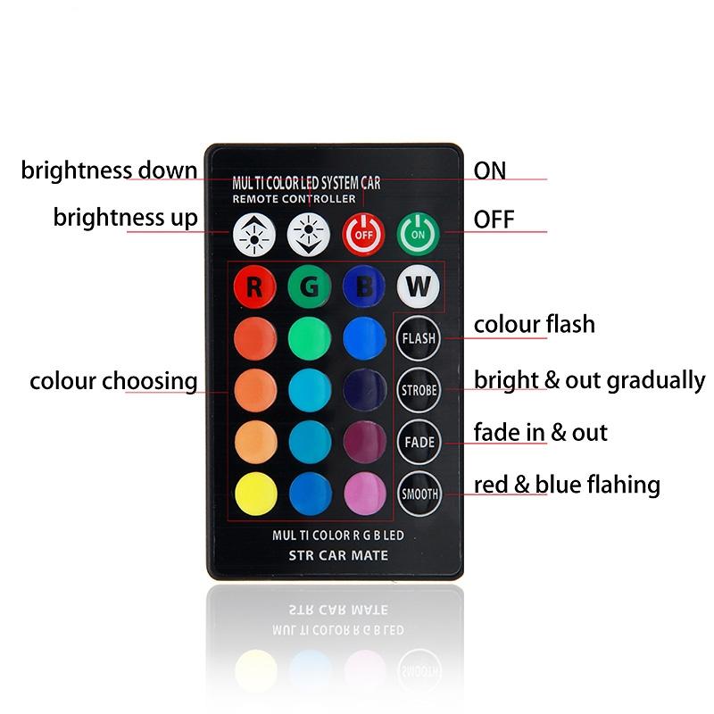 2/4pcs T10 W5W Led 194 168 W5W 5050 SMD Car Dome Reading Light Automobiles Wedge Lamp RGB LED Bulb With Remote Controller