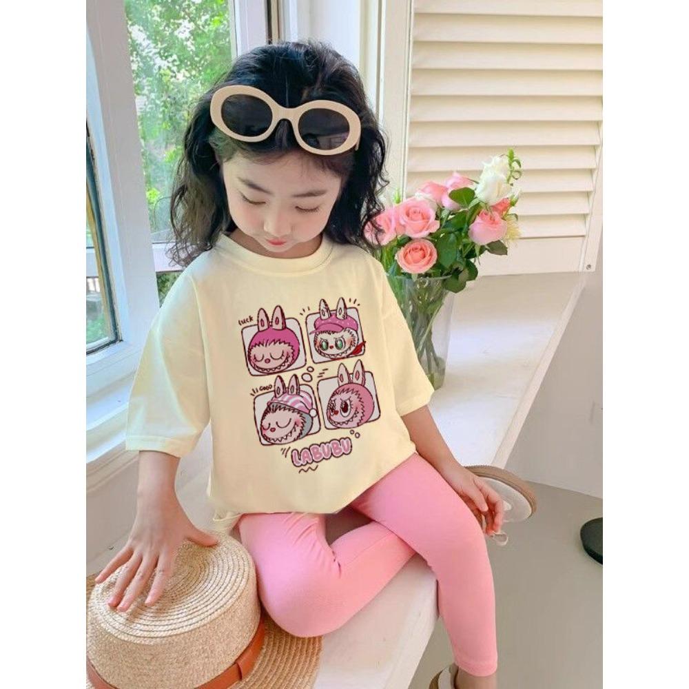 Flickors T-shirt kortärmad lös avslappnad stil barnkläder