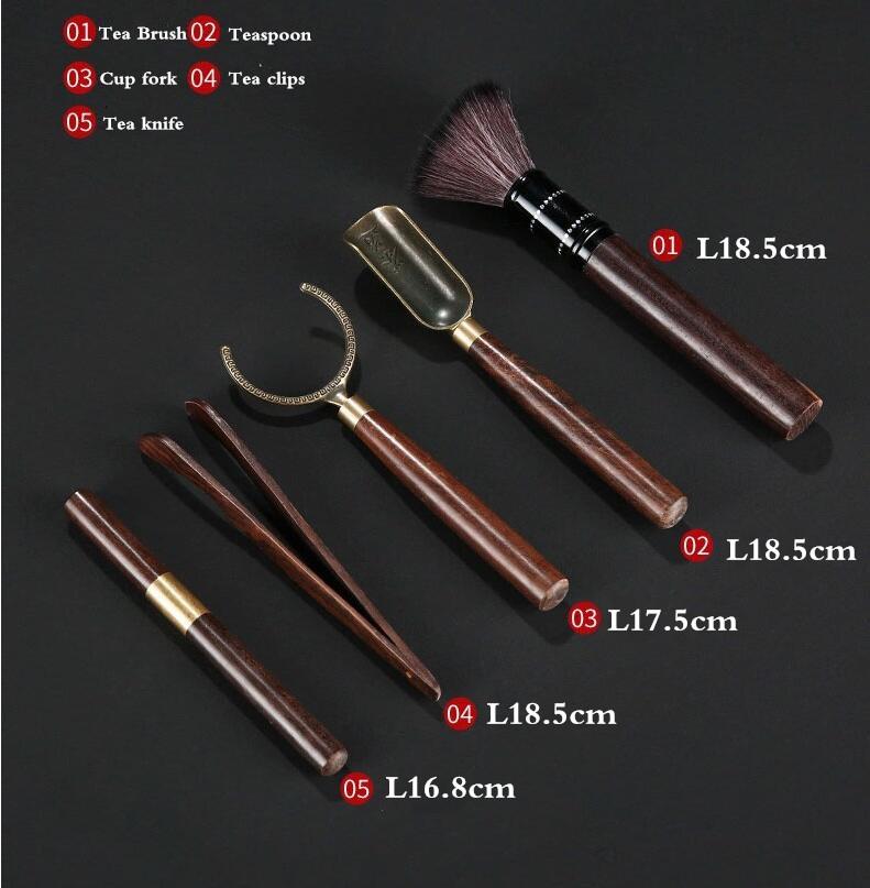 Black Sandalwood Tea Set, Tea Ceremony, Six Gentlemen Suit, Tea Making Tools, Clip Needle Spoon, Tea Set, Tea Art Accessories