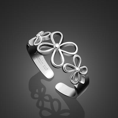 Kleines Temperament, Ring mit frischem Blatt, Galvanisiertes Platin, Offenes Design, Ring, Damen-Blumenring-Schmuck