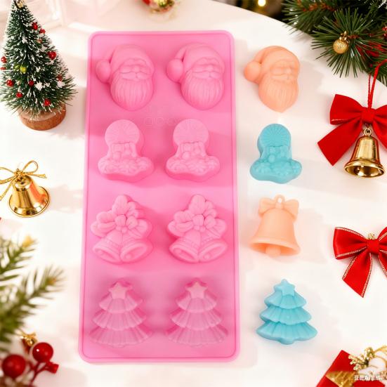 Christmas Chocolate Molds Easy To Demold Silicone Candy Molds Santa Clause Christmas Tree Bell Shape Baking Molds