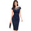 Spring Quality Style Elegant Short Sleeve Women's Round Neck Dress