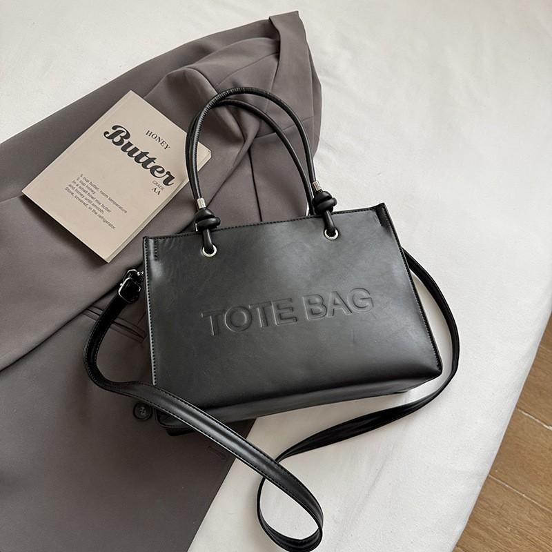 Large Capacity Tote Bag Women Stylish Commuter Shoulder PU Leather Crossbody With Zip Interior Pockets