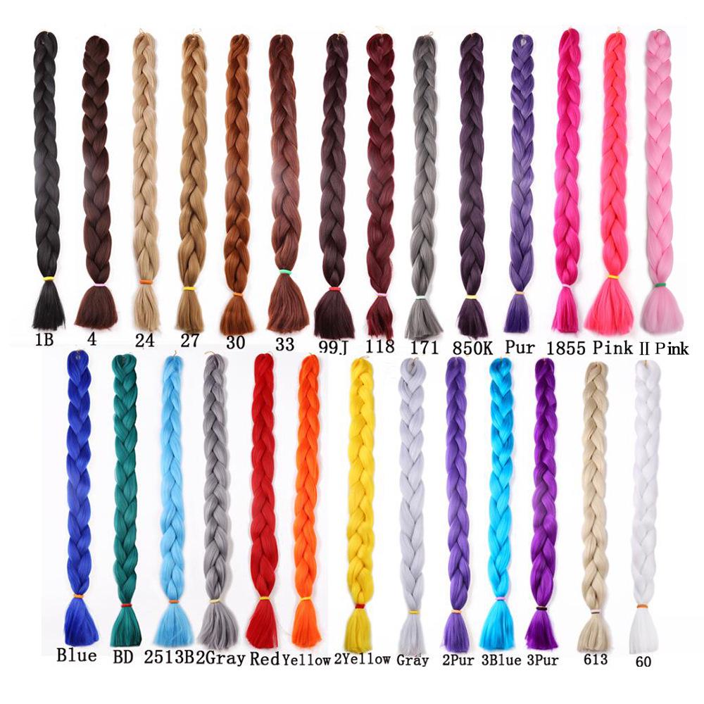 41-inch Single-Color African Dyed Braided Wig, 165g