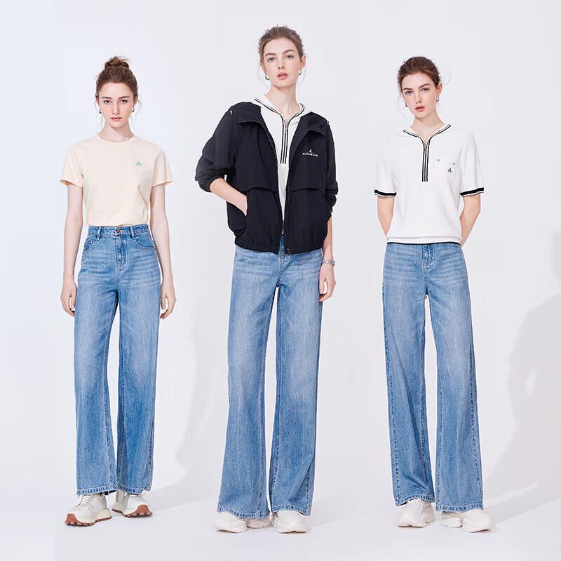 Navigare Women's Lightweight Straight-Leg Wide-Leg Jeans