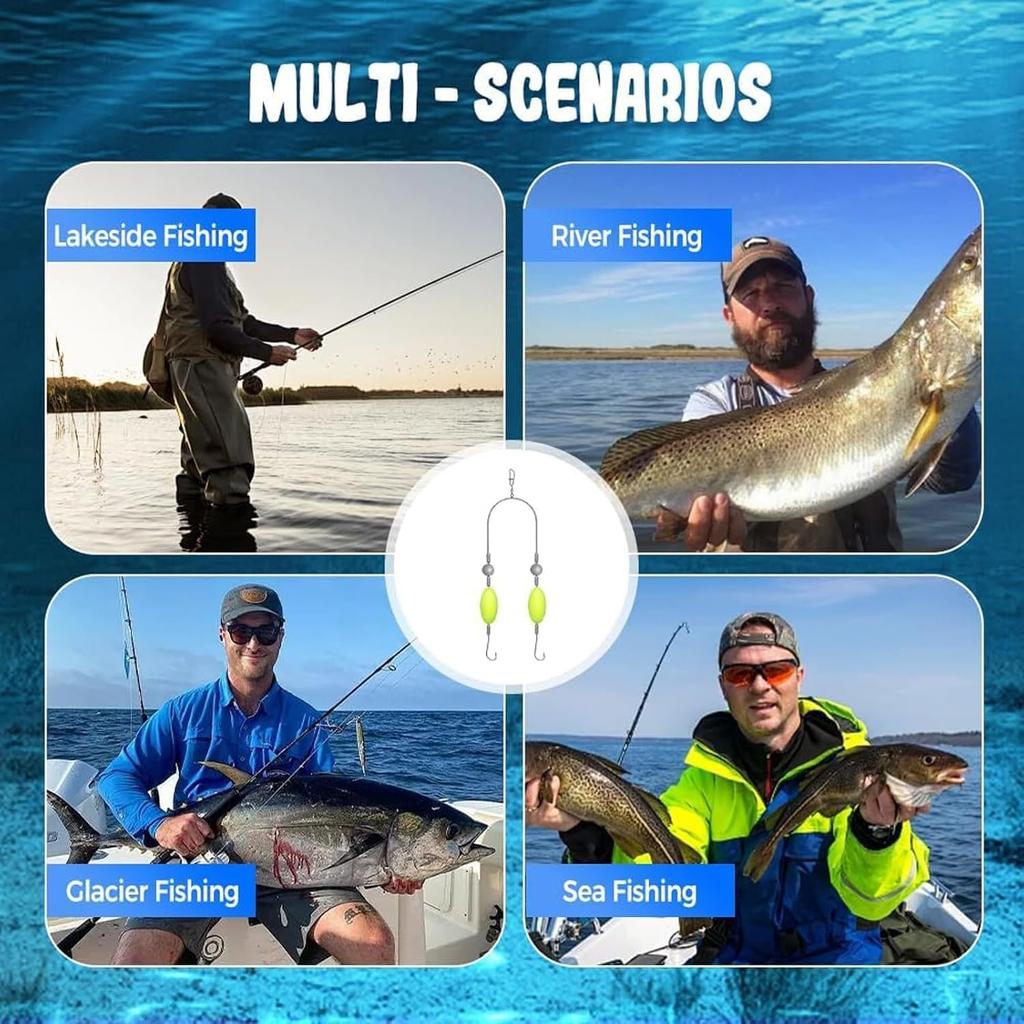 5Pcs Double Reverse Hooks Fishing Rig Smooth Casting Anti-Tangle Snag Resistant Split Hook Rig Freshwater Saltwater Jigging Fishing Accessories