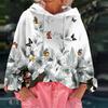 Women's Floral Print Loose Casual Long Sleeved Hooded Sweatshirt