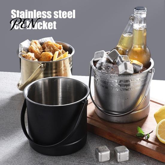 Impact Resistant Ice Cooler Stainless Steel Bucket with Removable Strainer, Bar Wine Champagne Beer Chilling for Red Wine, Portable Snacks Home