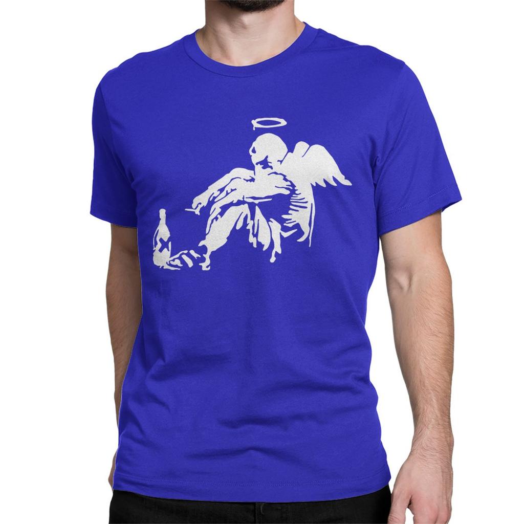 Banksy Fallen Angel T Shirt for Men Women Pure Cotton Vintage T-Shirt Round Collar Tee Shirt Short Sleeve Clothes Birthday Gift