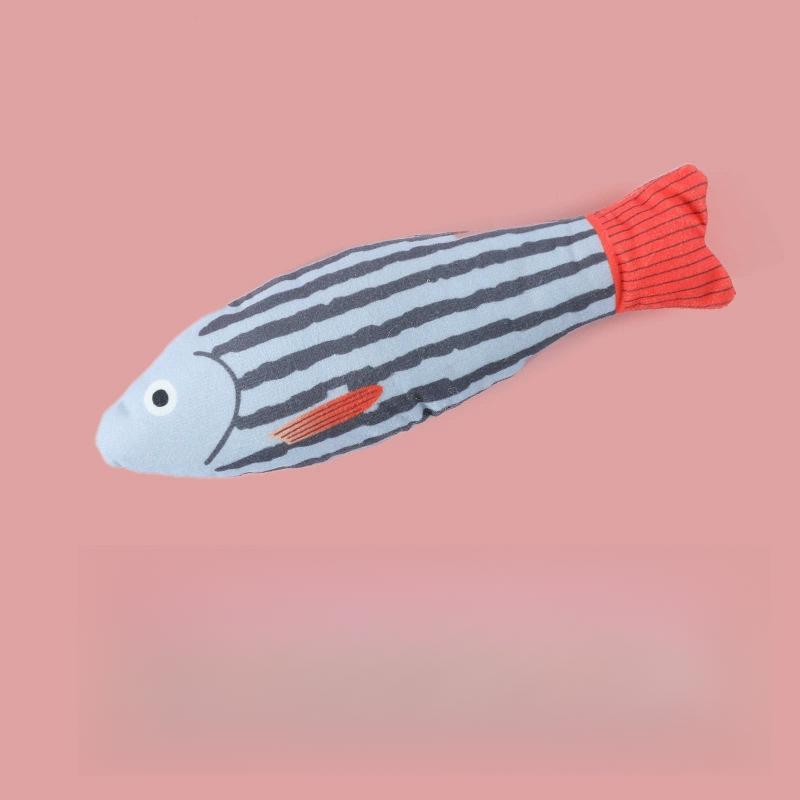 Cat Toy Kitten Printed Pillow Toys High Quality Ocean Fish Catnip Toy Durable Pet Interactive Chew Toy Pet Gnawing Sound Toy
