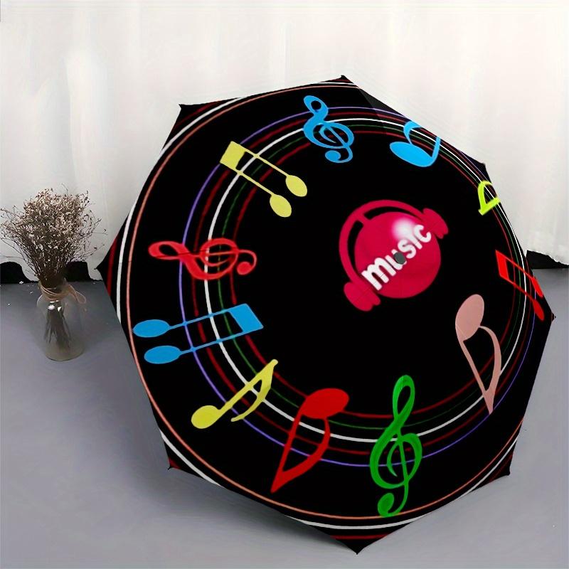 Music Notes, Audio Symbols-themed, Eight-ribbed, Self-folding umbrella Is Suitable for Everyday Outdoor Use and Is An Ideal Gift for Friends
