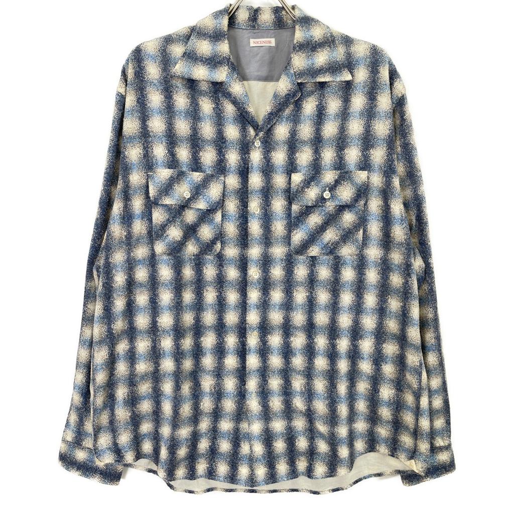 NICENESS 24Stainless Steel NN-1301Y13 Blue Silk Flannel Shirt tops L blueUsed