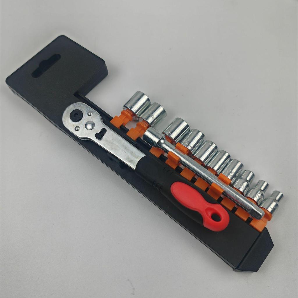 Cross-Border Little Fly 12-Piece 1/4 Socket & Ratchet Wrench Auto Repair Tool Set