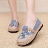 Aesthetic Comfortable Linen Weaving Slip On Embroidered Shoes for Women New In High Quality Summer Casual Cheap Woman Footwear