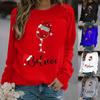 Sweatshirt Jumper Loose Fit Thick Autumn Winter Shiny Wine Cup Print Christmas Sweatshirt for Home