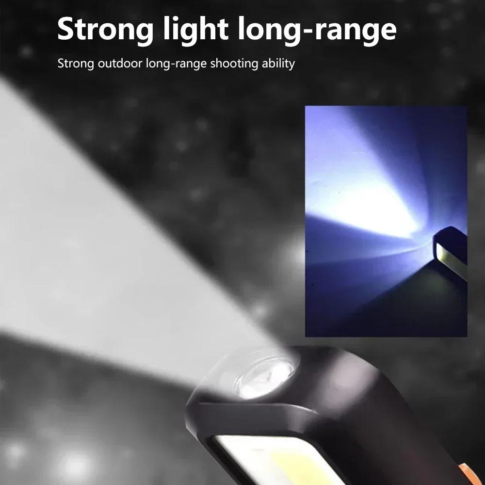 Rechargeable LED Work Light with Magnet Maintenance Lighting Flashlight Red Warning Torch COB Light with Hook Outdoor Camping