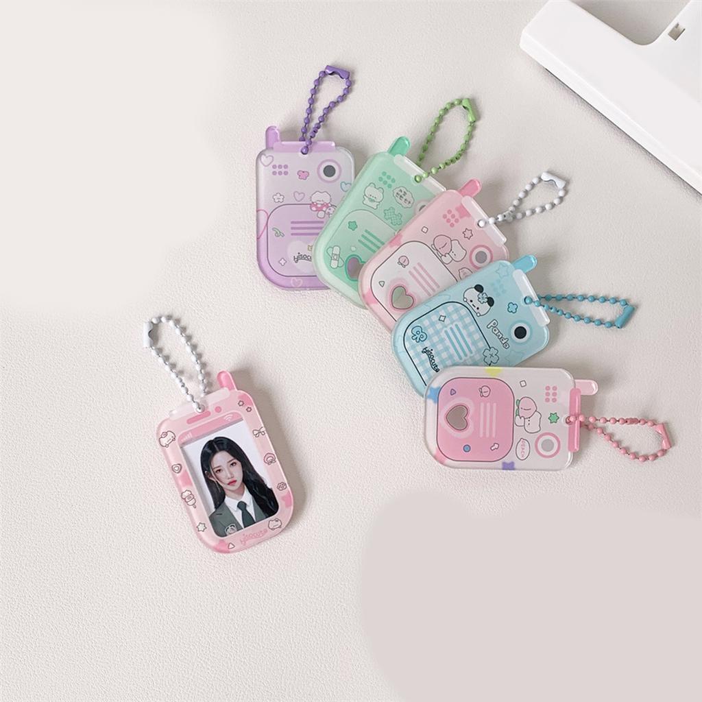 Cute Cartoon Keychain Card Case Sturdy Hard Plastic Compact Design Keyings For Students And Office Workers