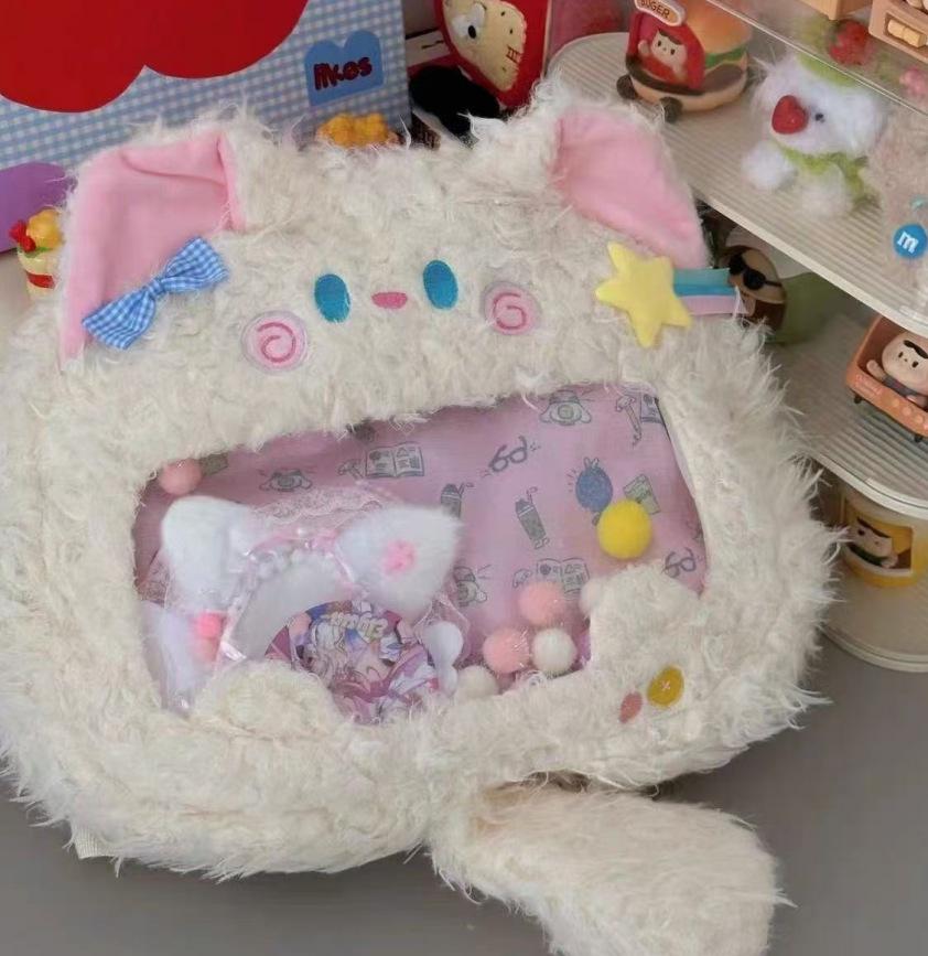 2024 Mori Style Colorful Kitten Large Capacity Fluffy Backpack