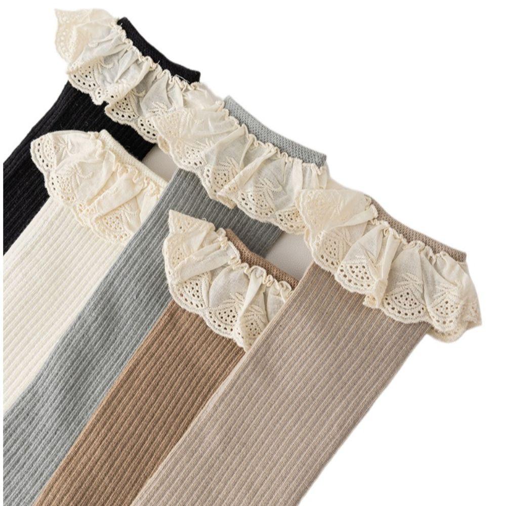 Lace Stuff Knee High Socks Cotton Ruffle Stockings Baby Dress Princess Stockings