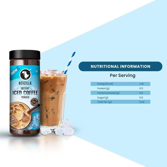 Bevzilla 200 Gram Instant Iced Coffee Powder & Frother Combo | Make 100 Cups | 100% Arabica Coffee | Cold Coffee | Unbreakable Jar