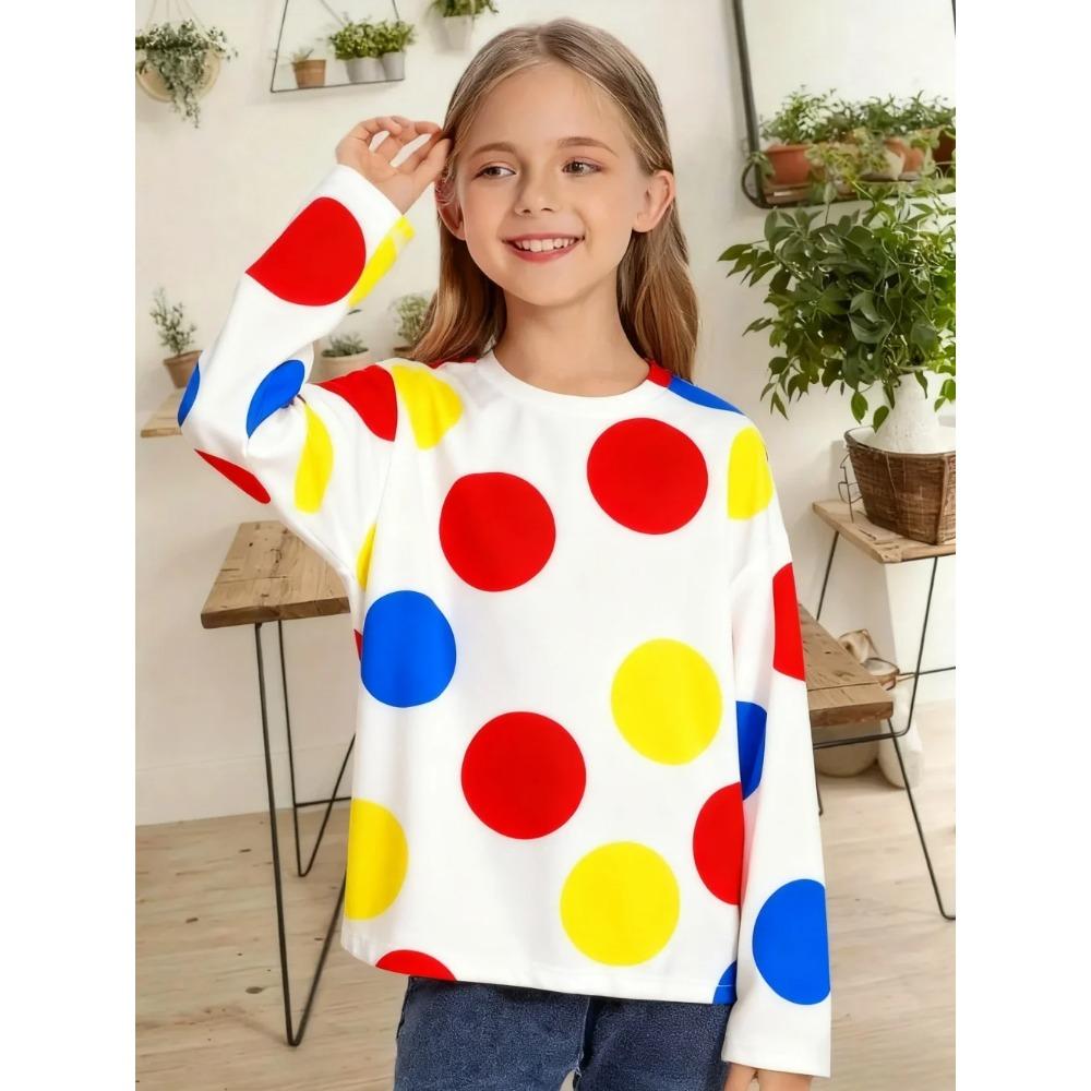 

Весенне-осенний топ с круглым вырезом и 3D-принтом, модный, повседневный, простой, удобный, с длинными рукавами, детская футболка для девочки 170