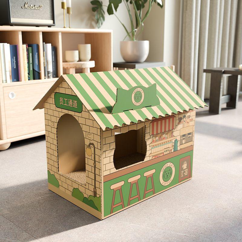 Large Cat Villa: Durable Cardboard Scratch House & Claw Sharpening Toy