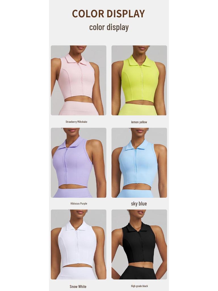 Juman Damen Tennis-Weste mit Front-Reißverschluss und integrierten Polstern - Sport-BH für Yoga & Fitness
