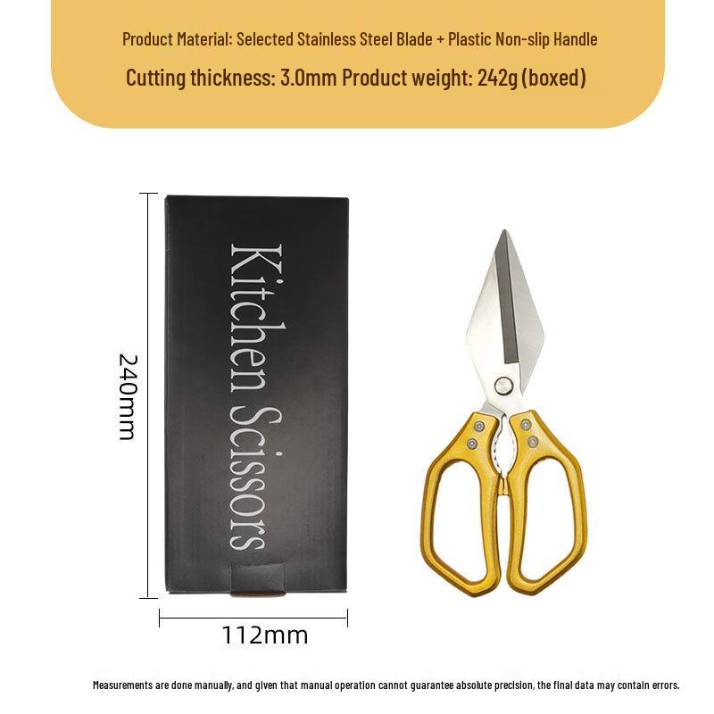 Stainless Steel Multifunctional Kitchen Shears for Cutting Bone, Scraping Fish Scales, and Barbecuing