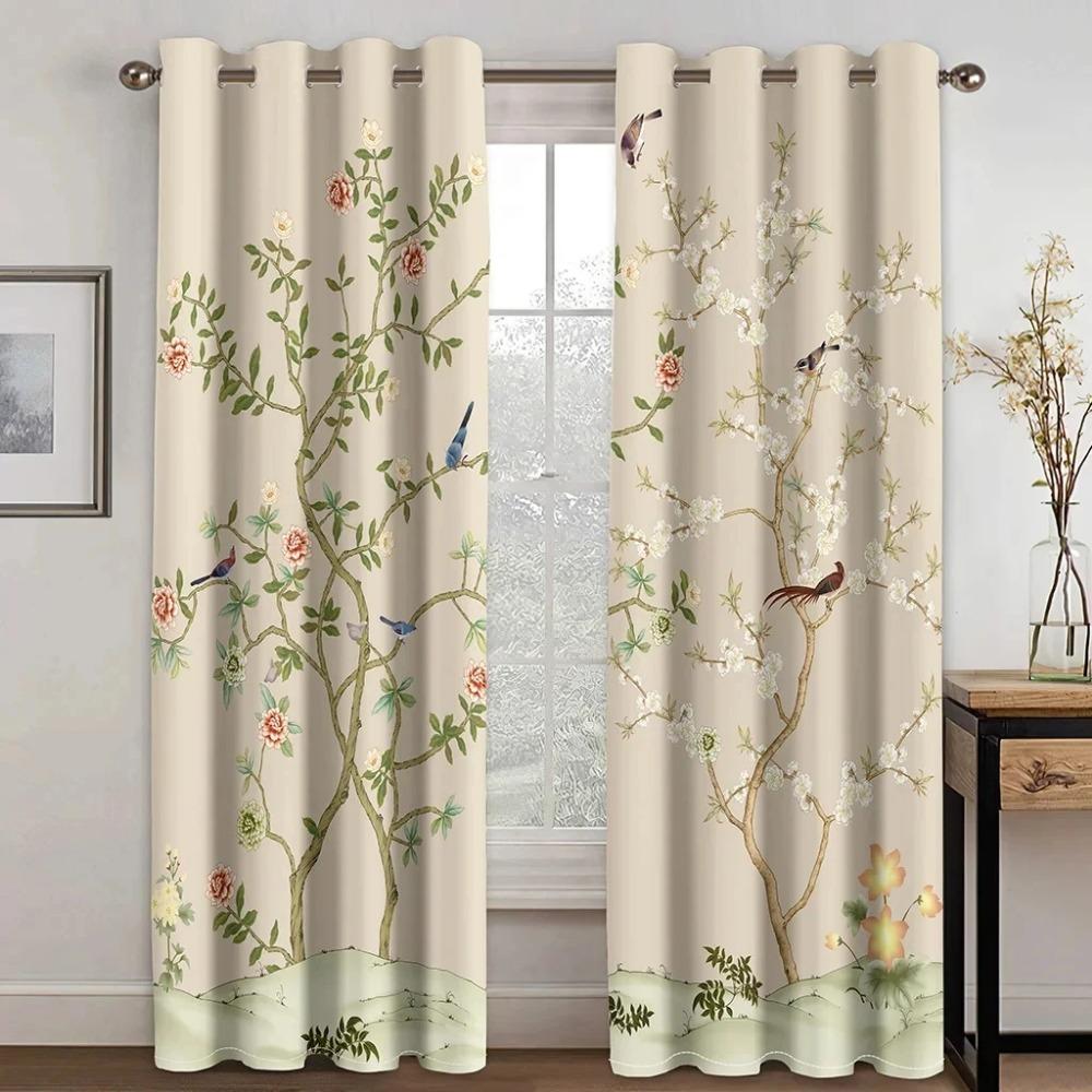 Chinese Troditional Culture Bird Flower Window Curtains In Kids Bedroom Living Room Hall Treatments Kitchen Decor Drapes Blinds