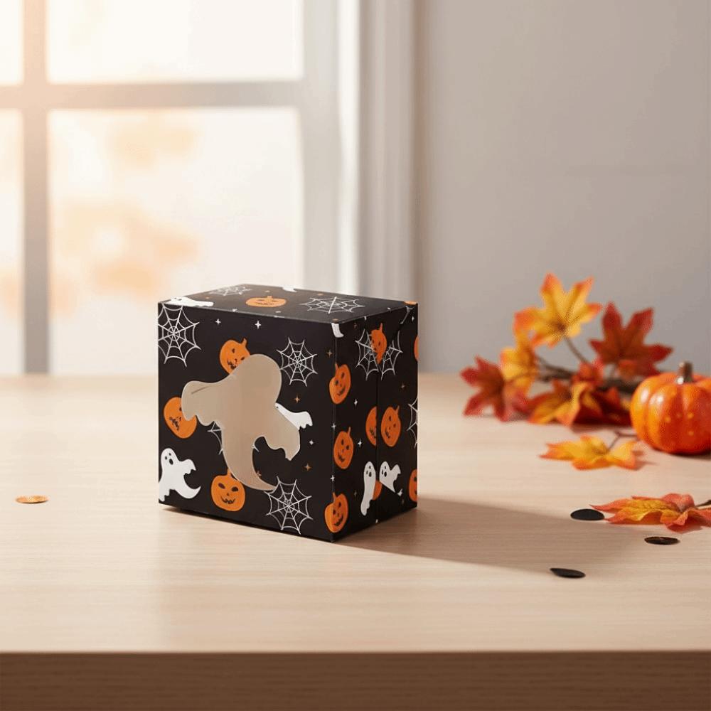 12/24Pcs Paper Halloween Treat Boxes Square Cookies Favor Boxes Trick or Treat