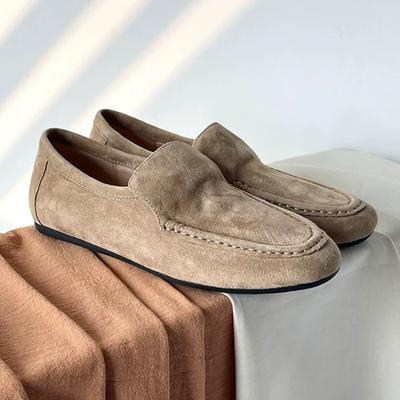 Versione in pelle di pecora~ Stile old money britannico persona pigra un pedale bocca profonda mocassini scarpe basse a punta tonda da donna autunno e inverno scarpe singole