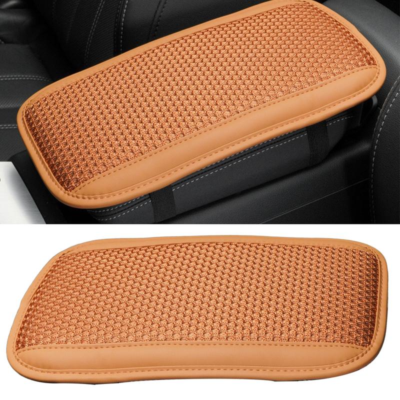 Car Front Armrest Cushion Cover Center Console Box Pad Protector Mat Universal for Four Seasons Brown